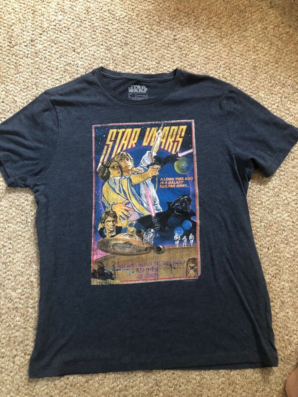 Vintage Star Wars T Shirt Large Luke Skywalker Princess Leia Han Solo Darth Vade